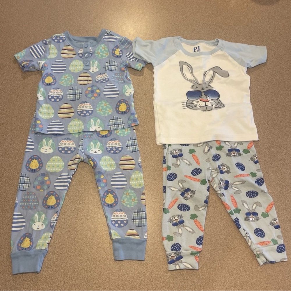 Children's Place and Gymboree Blue and White Bunny Pajama Set 18-24 months